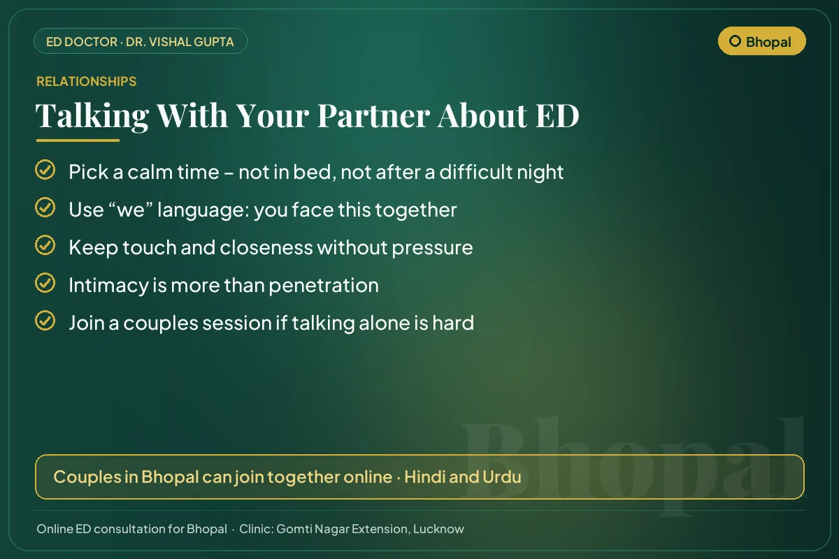 Five tips for couples in Bhopal on talking openly about erectile dysfunction