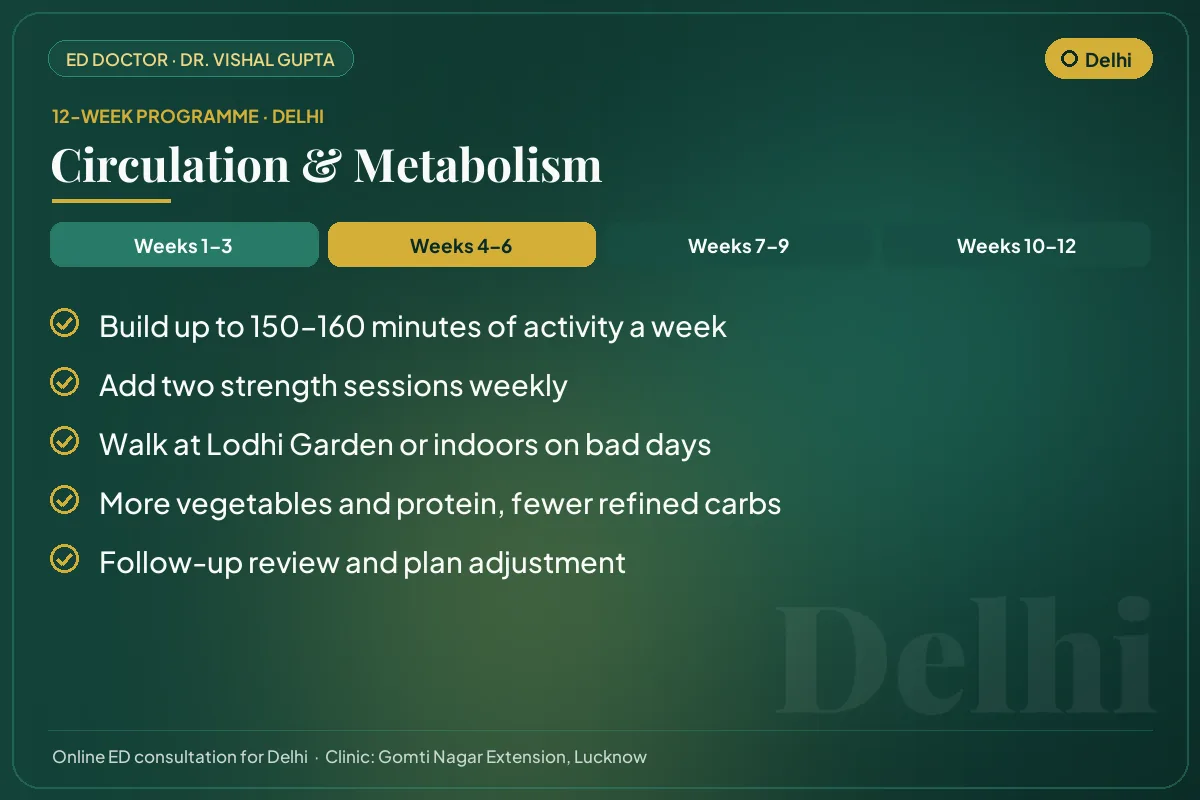Weeks 4–6 of the 12-week erectile dysfunction programme for Delhi patients: circulation & metabolism