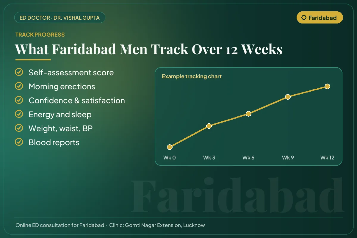 Example 12-week progress chart and the markers Faridabad patients track for erectile health