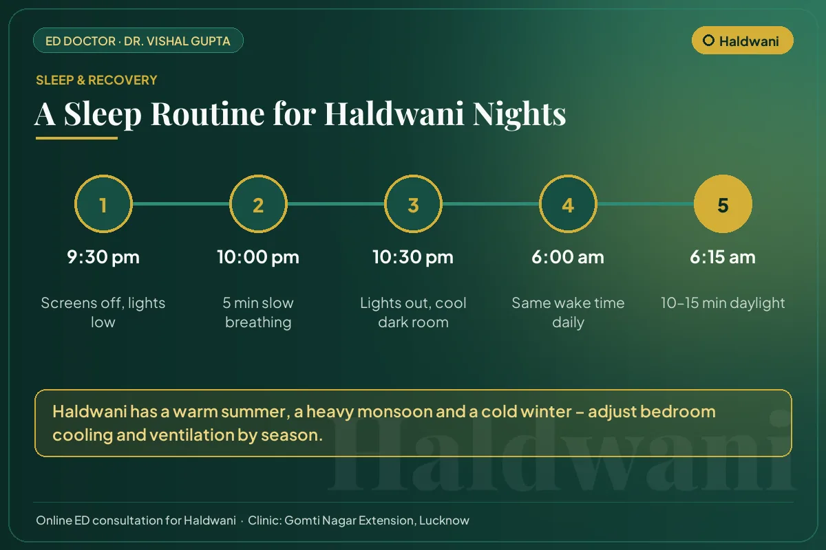 Nightly sleep routine for better testosterone and erectile health, adapted to Haldwani's climate