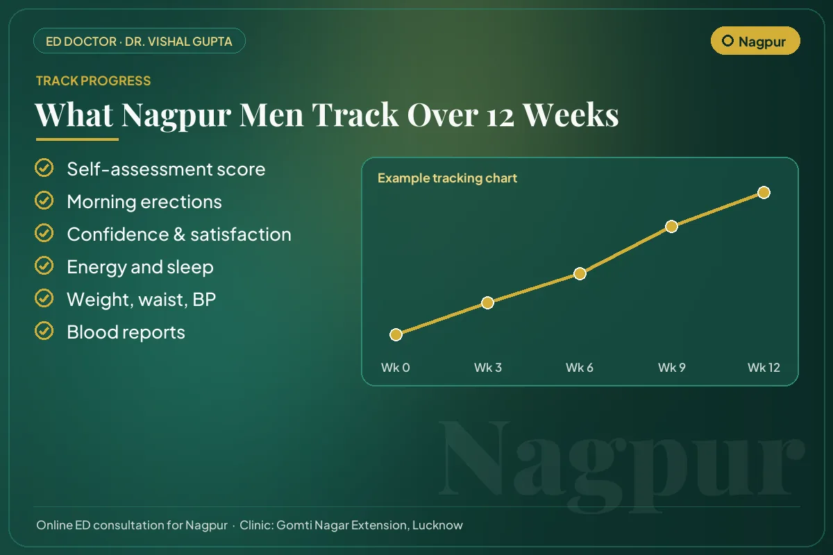 Example 12-week progress chart and the markers Nagpur patients track for erectile health