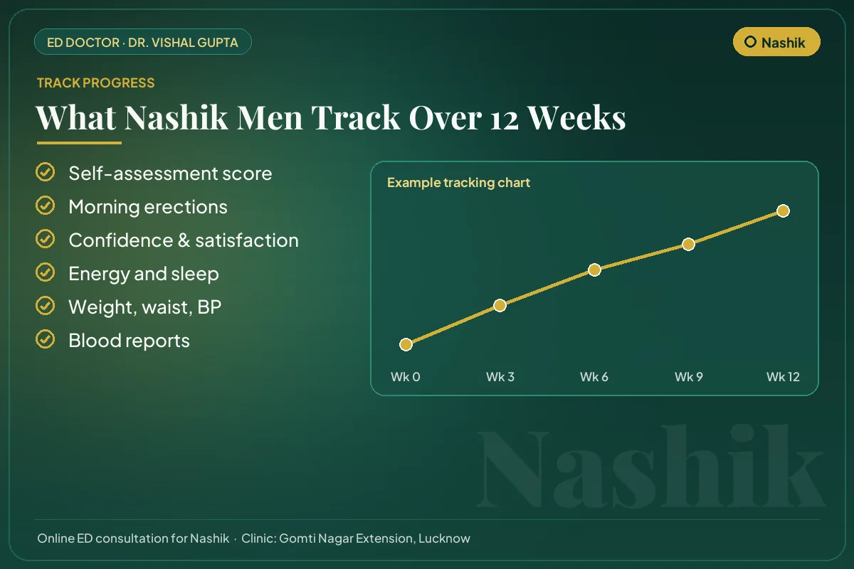 Example 12-week progress chart and the markers Nashik patients track for erectile health