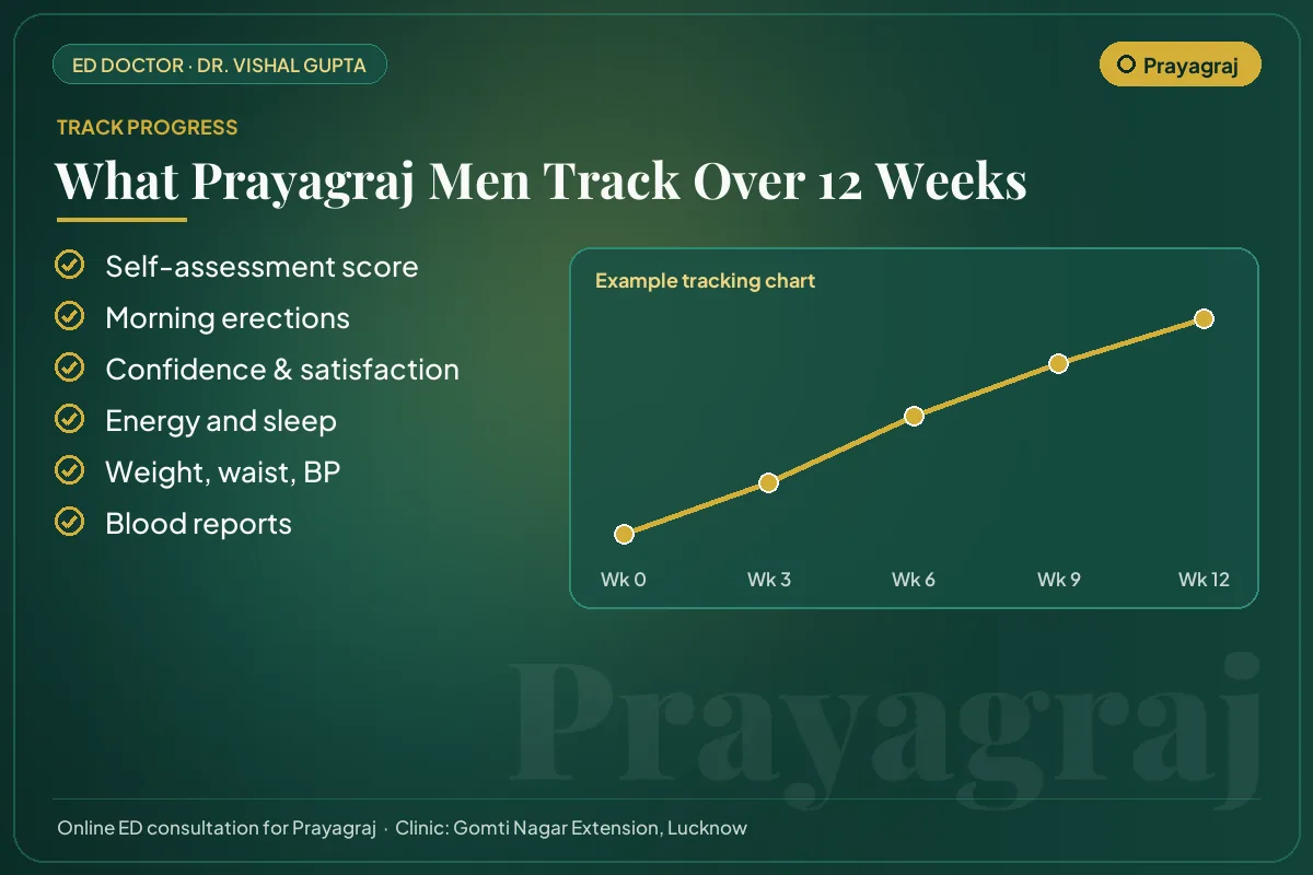 Example 12-week progress chart and the markers Prayagraj patients track for erectile health