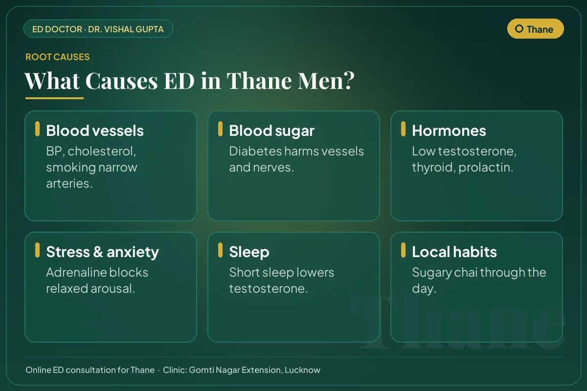 Six common causes of erectile dysfunction among men in Thane, including local lifestyle habits
